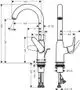 Hansgrohe Einhebel-Waschtischmischer mit Schwenkauslauf, illustrated in technischen Zeichnungen, zeigt Maße und Anschlussdetails.